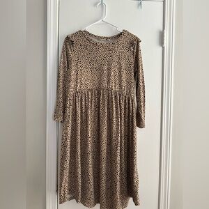 Chic Tan Polka Dot Long Sleeve Dress